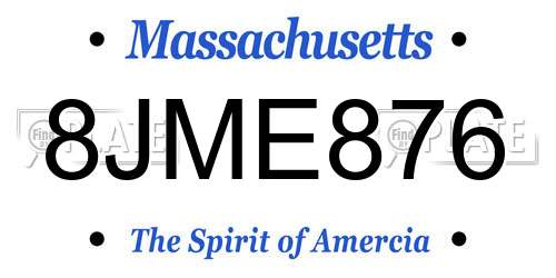 8JME876 Massachusetts License Plate