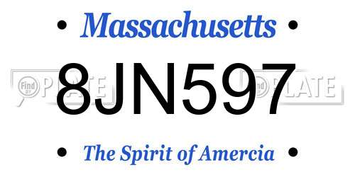 8JN597 Massachusetts License Plate