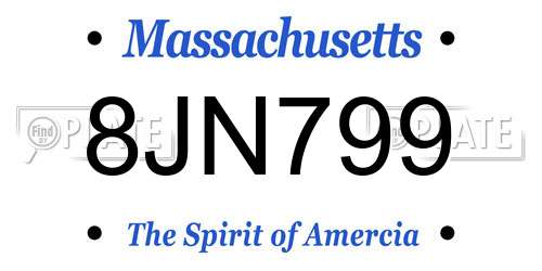 8JN799 Massachusetts License Plate