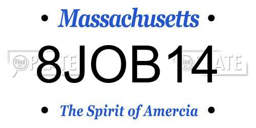 8JOB14 Massachusetts License Plate