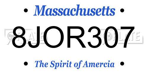 8JOR307 Massachusetts License Plate