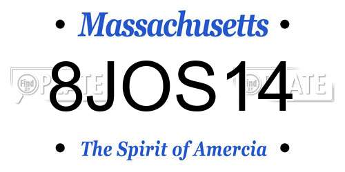 8JOS14 Massachusetts License Plate