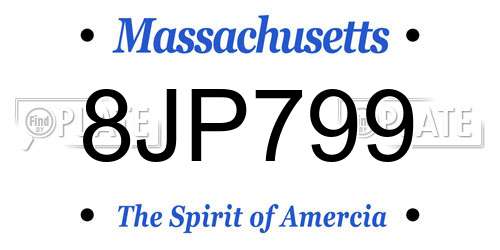 8JP799 Massachusetts License Plate