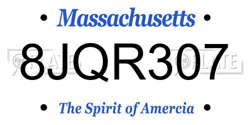 8JQR307 Massachusetts License Plate