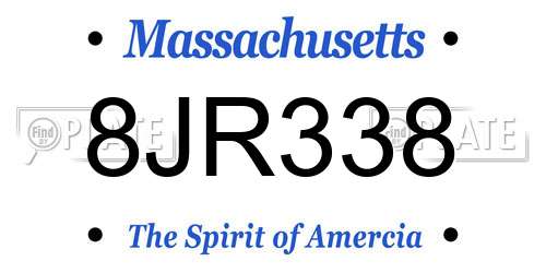 8JR338 Massachusetts License Plate