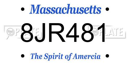 8JR481 Massachusetts License Plate