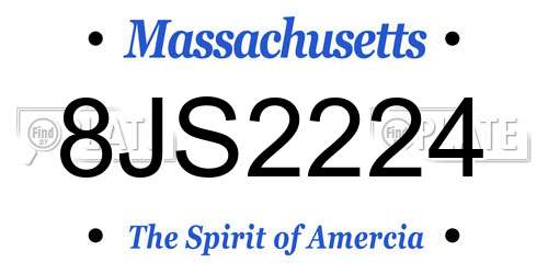 8JS2224 Massachusetts License Plate