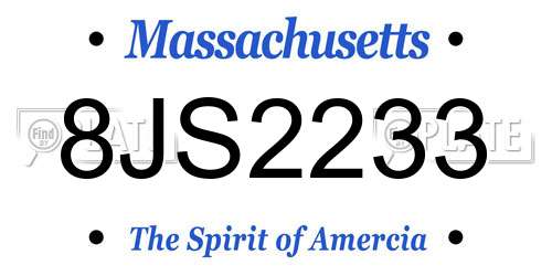 8JS2233 Massachusetts License Plate