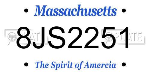 8JS2251 Massachusetts License Plate