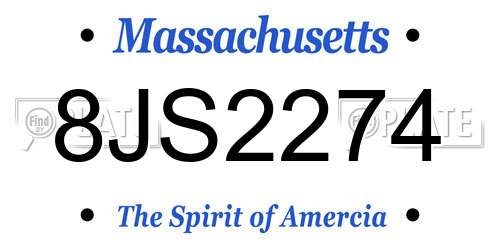 8JS2274 Massachusetts License Plate