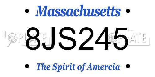 8JS245 Massachusetts License Plate