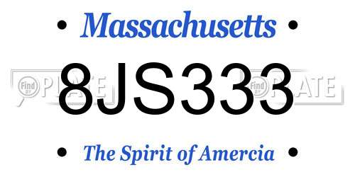 8JS333 Massachusetts License Plate