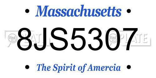 8JS5307 Massachusetts License Plate