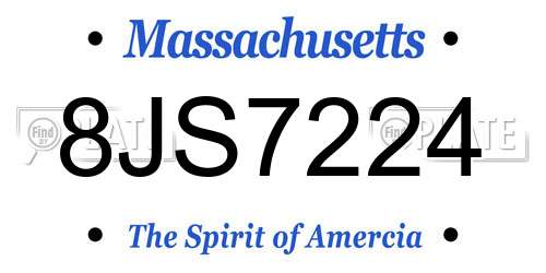 8JS7224 Massachusetts License Plate
