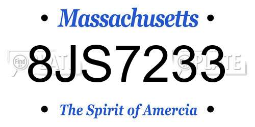 8JS7233 Massachusetts License Plate