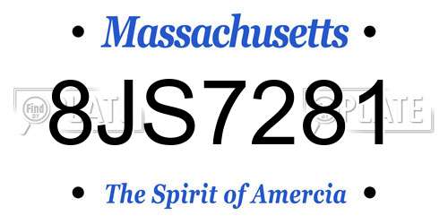 8JS7281 Massachusetts License Plate