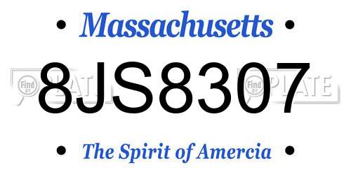 8JS8307 Massachusetts License Plate