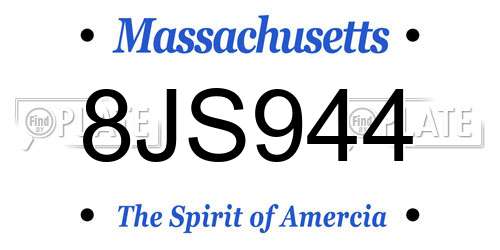 8JS944 Massachusetts License Plate