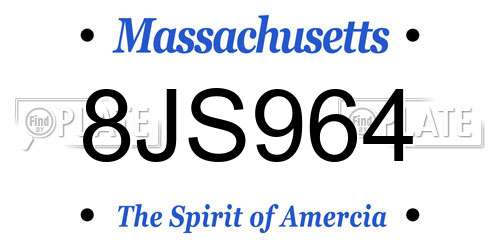 8JS964 Massachusetts License Plate