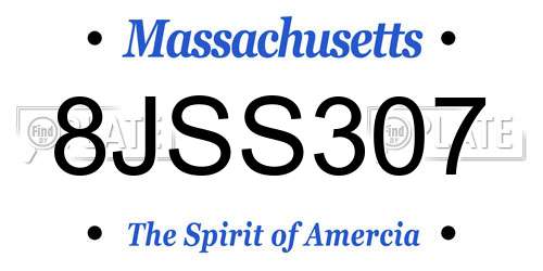 8JSS307 Massachusetts License Plate