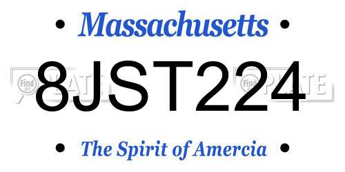 8JST224 Massachusetts License Plate