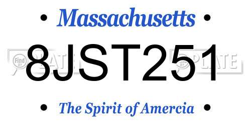 8JST251 Massachusetts License Plate