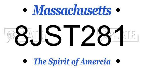 8JST281 Massachusetts License Plate