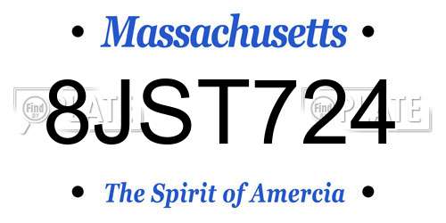 8JST724 Massachusetts License Plate