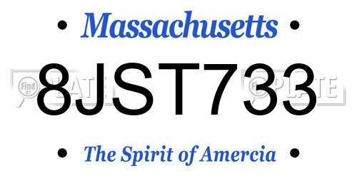 8JST733 Massachusetts License Plate