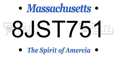 8JST751 Massachusetts License Plate