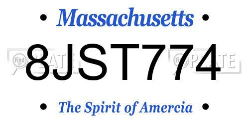 8JST774 Massachusetts License Plate