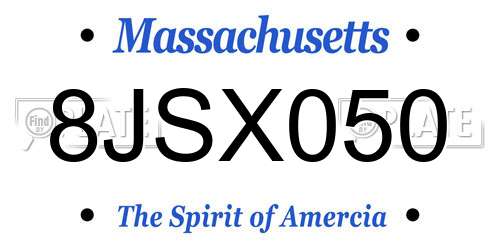 8JSX050 Massachusetts License Plate