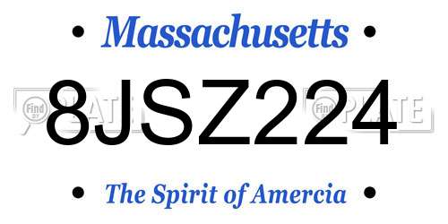 8JSZ224 Massachusetts License Plate