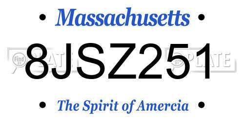 8JSZ251 Massachusetts License Plate
