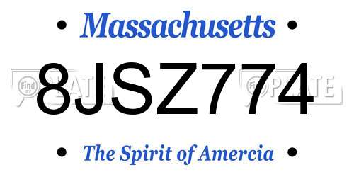8JSZ774 Massachusetts License Plate