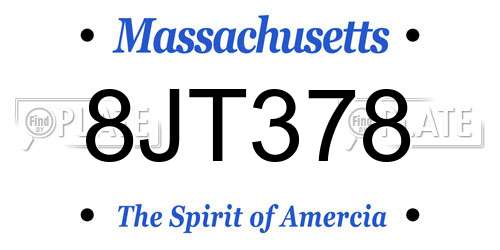 8JT378 Massachusetts License Plate