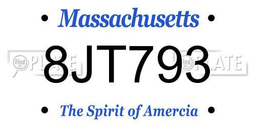 8JT793 Massachusetts License Plate