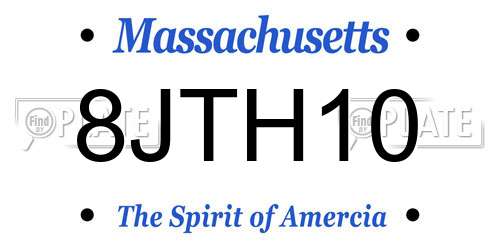 8JTH10 Massachusetts License Plate
