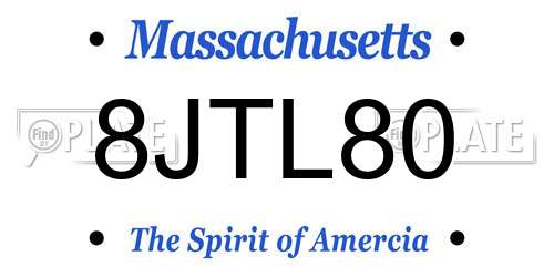 8JTL80 Massachusetts License Plate
