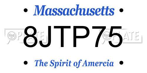 8JTP75 Massachusetts License Plate