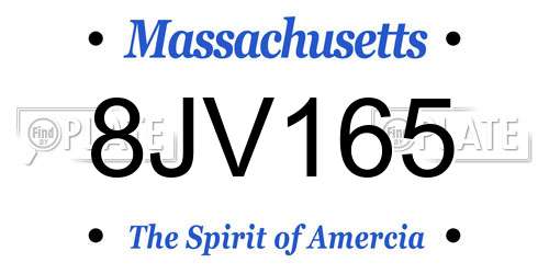 8JV165 Massachusetts License Plate