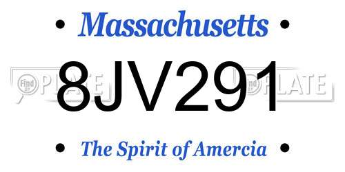 8JV291 Massachusetts License Plate