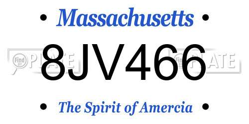 8JV466 Massachusetts License Plate