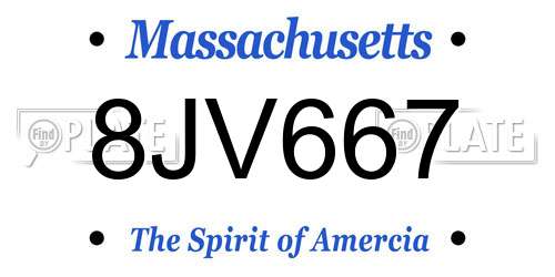 8JV667 Massachusetts License Plate