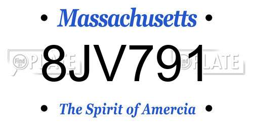 8JV791 Massachusetts License Plate