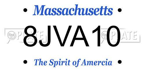 8JVA10 Massachusetts License Plate