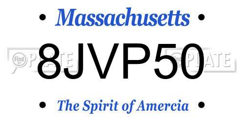 8JVP50 Massachusetts License Plate