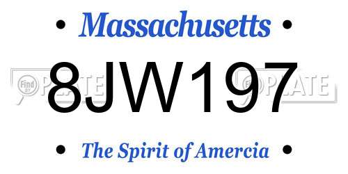 8JW197 Massachusetts License Plate