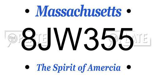 8JW355 Massachusetts License Plate