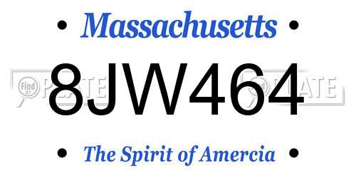 8JW464 Massachusetts License Plate